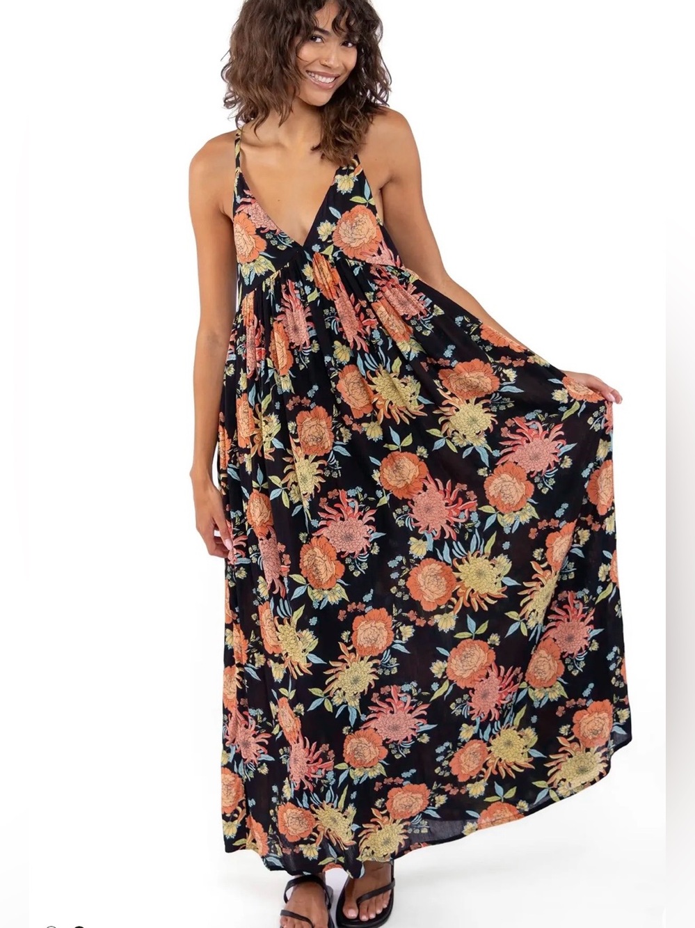 Natural Life Reyna Deep V-Neck Maxi Dress